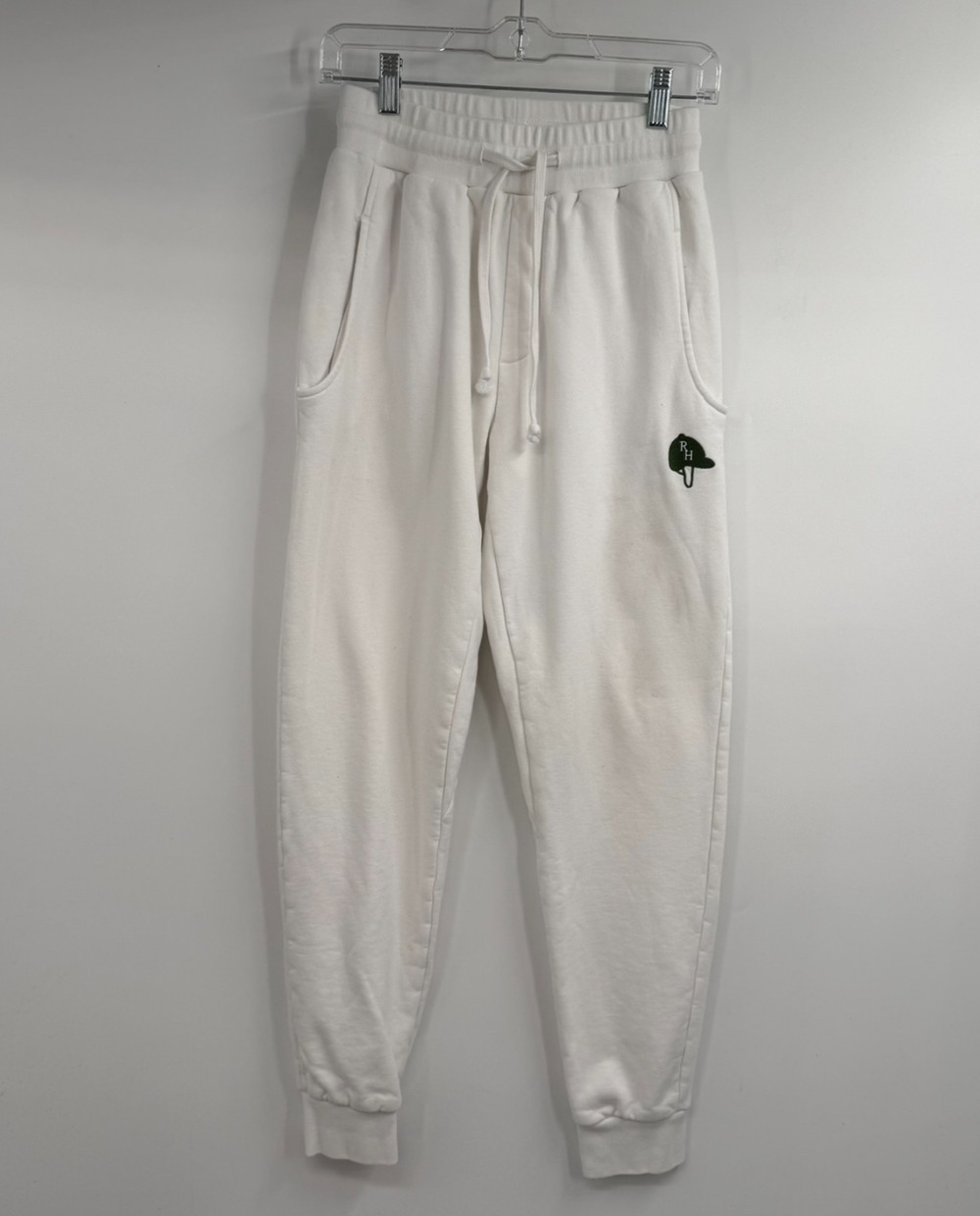 Recreational Habits Moose Unisex Equestrian Jogger Sweatpant Small White Cotton